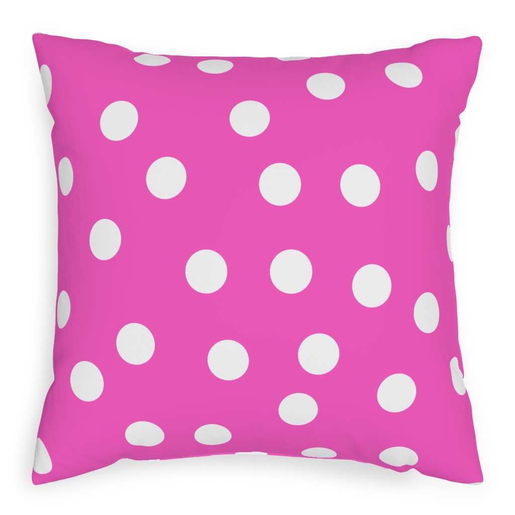 Polka Dot Scatter - Pink Pillow, Woven, White, 20x20, Double Sided, Pink