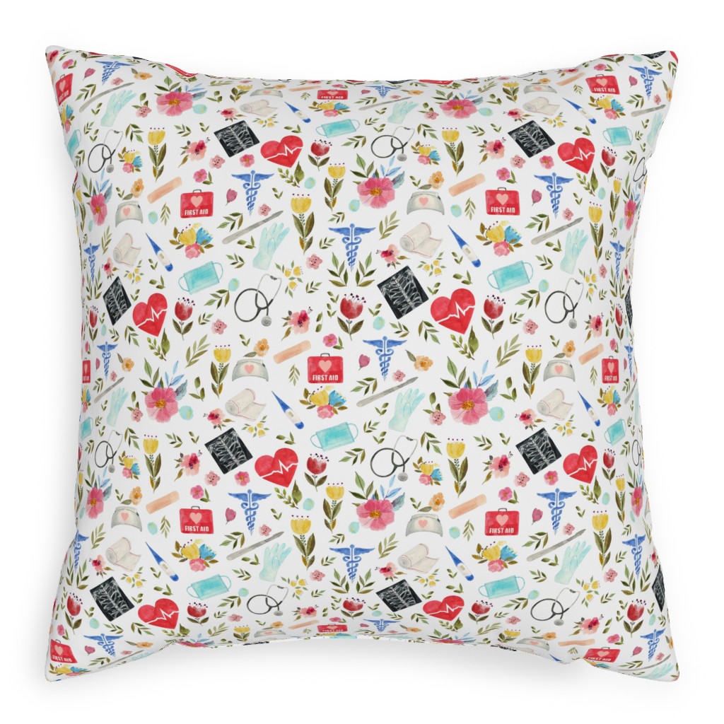 Love To Care Pillow, Woven, White, 20x20, Double Sided, Multicolor
