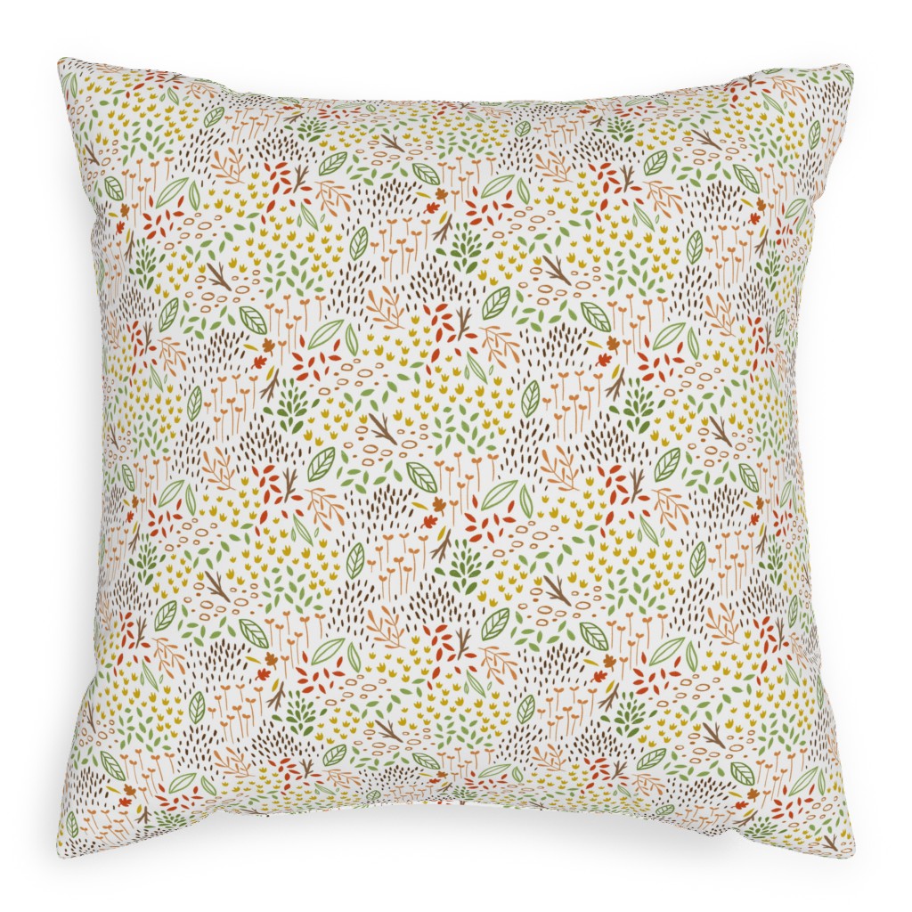 Tiny Leaves - Multi Pillow, Woven, White, 20x20, Double Sided, Multicolor