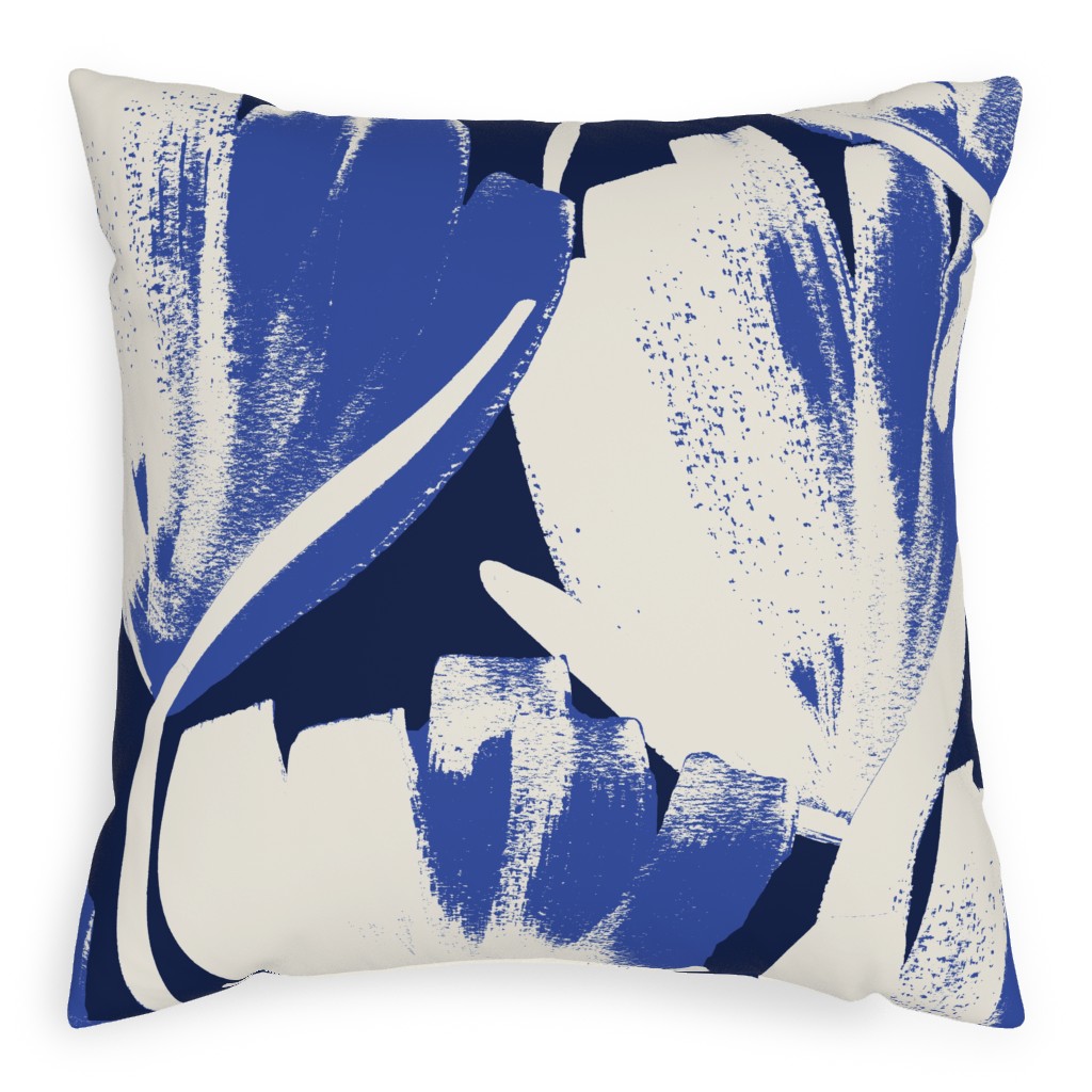 Flowers - Indigo Pillow, Woven, White, 20x20, Double Sided, Blue, True Blue