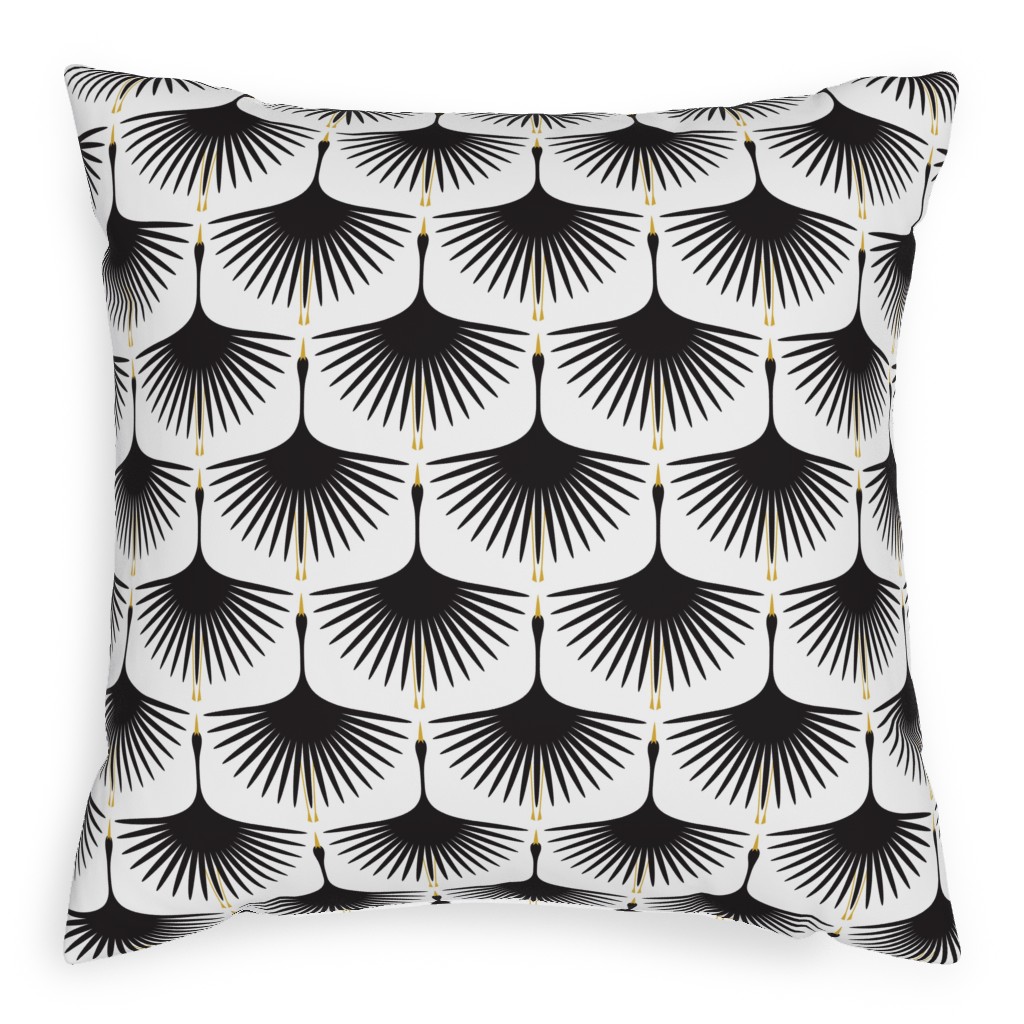 Art Deco Swans Pillow, Woven, White, 20x20, Double Sided, White, White