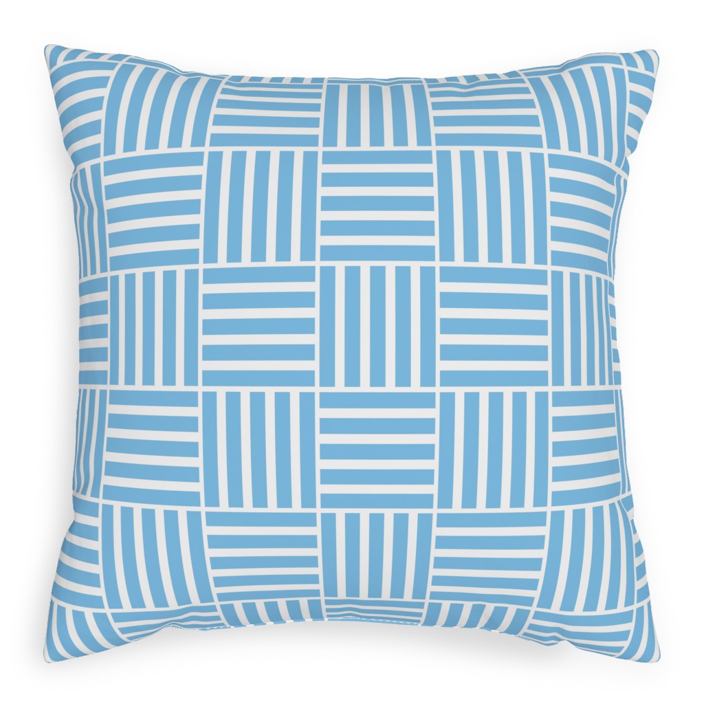 South Beach Stripe - Neptune Pillow, Woven, White, 20x20, Double Sided, Blue, True Blue