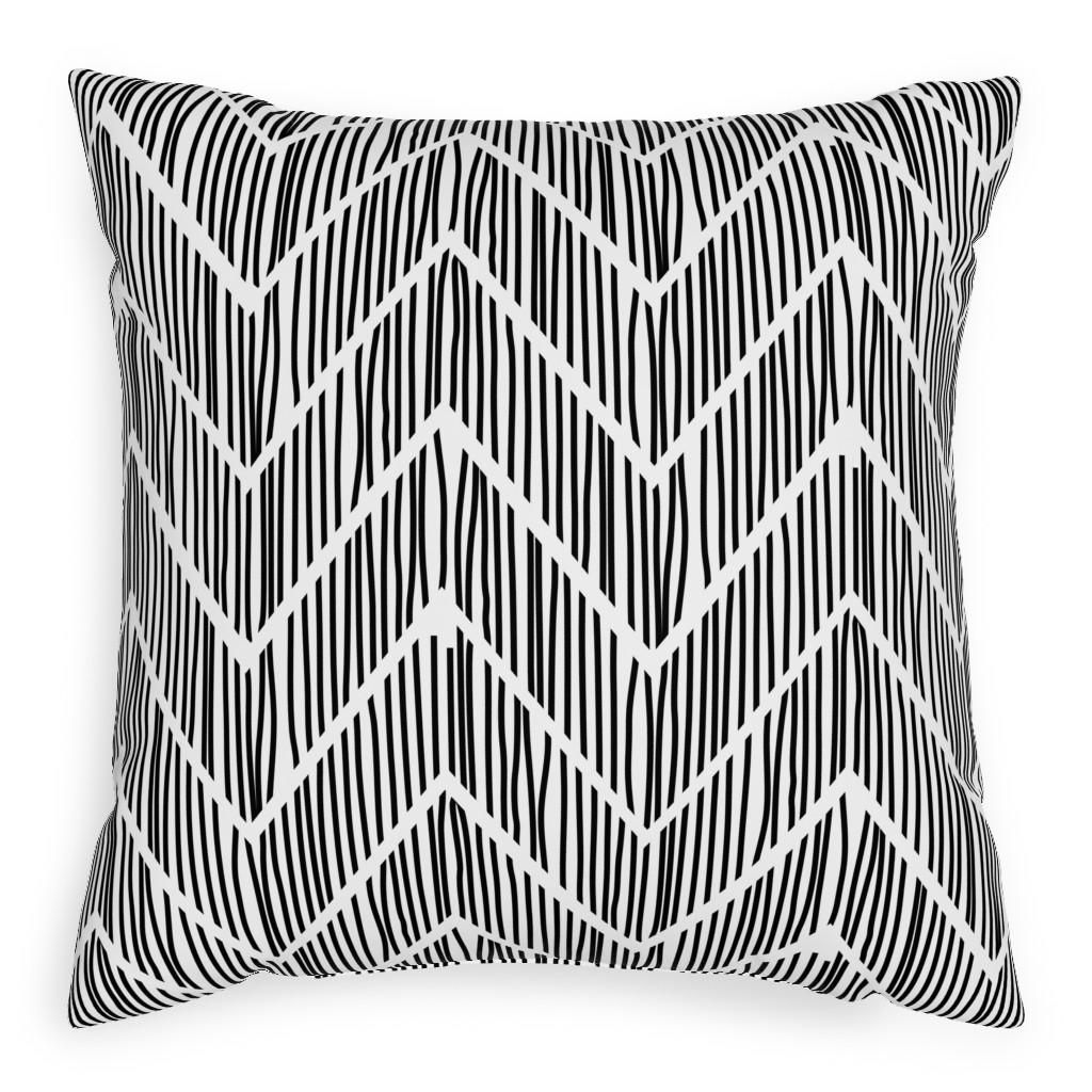 Black & White Chevron Pillow, Woven, White, 20x20, Double Sided, Gray, Gray