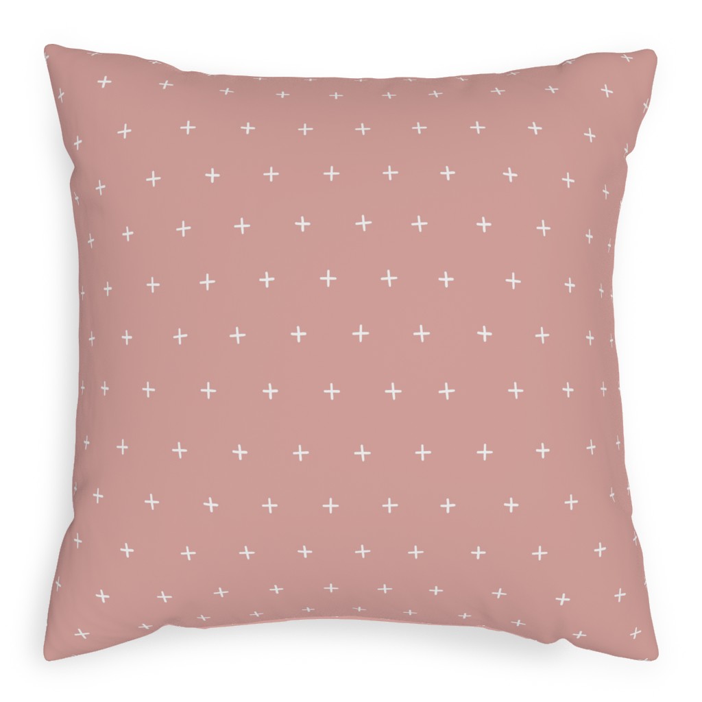 Plus on Dusty Pink Pillow, Woven, White, 20x20, Double Sided, Pink