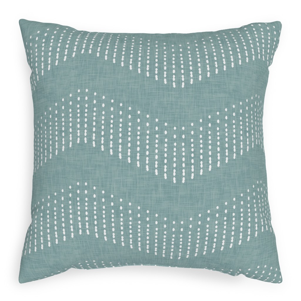 Arcadia Dashy Chevron - Dusty Blue Pillow, Woven, White, 20x20, Double Sided, Blue, True Blue