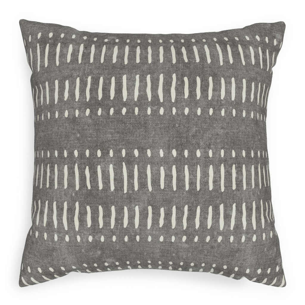 Dash Dot Stripes Pillow, Woven, White, 20x20, Double Sided, Gray