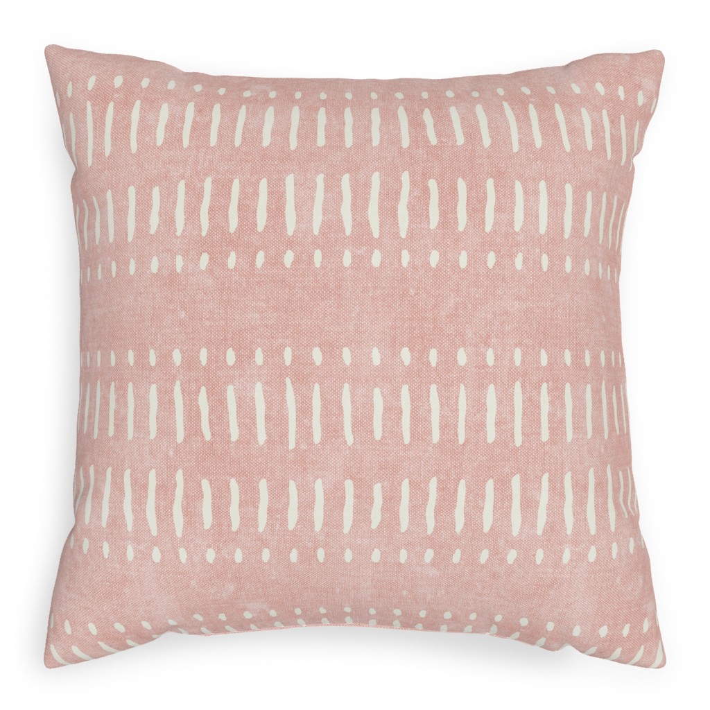 Dash Dot Stripes Pillow, Woven, White, 20x20, Double Sided, Pink, Ballet Slipper