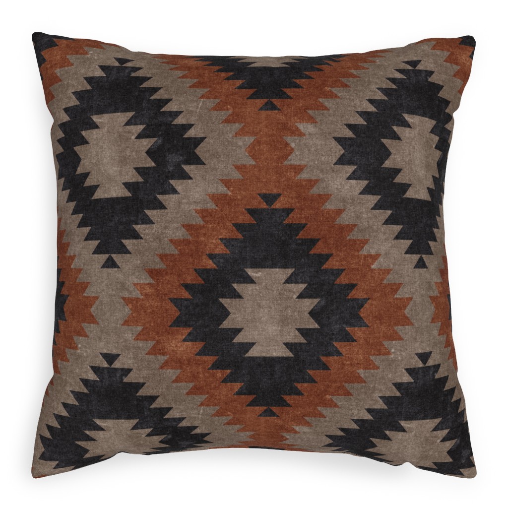 Tribal Southwest Boho Pillow, Woven, White, 20x20, Double Sided, Brown, Taupe