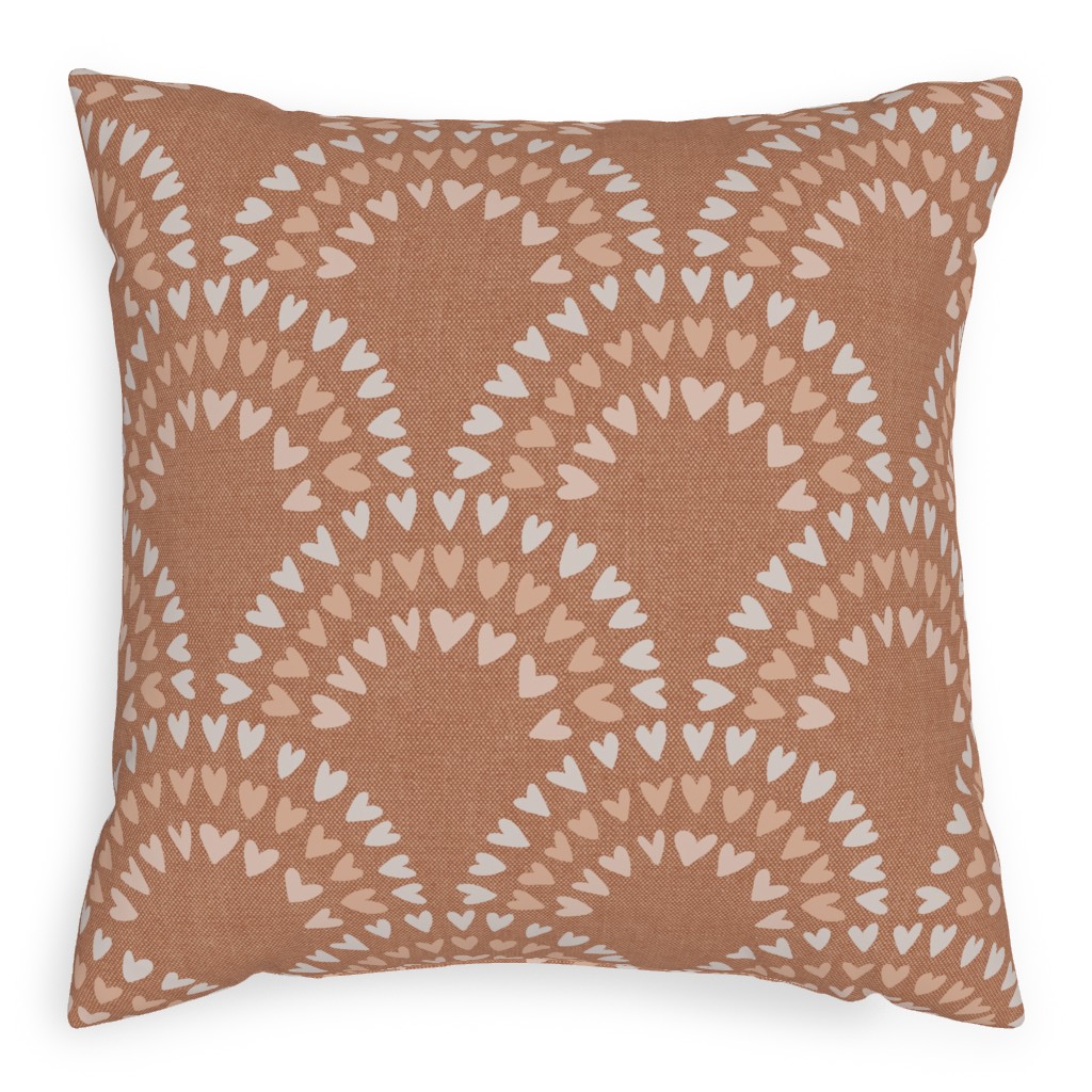 Scalloped Heart Rainbows - Pink Pillow, Woven, White, 20x20, Double Sided, Pink, Bright Pink