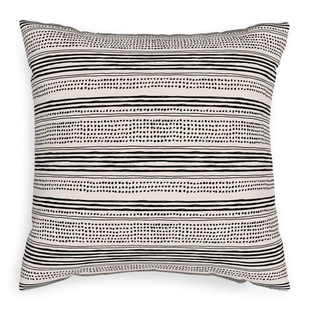 Minimal Mudcloth Pillow, Woven, White, 20x20, Double Sided, Beige, Charcoal