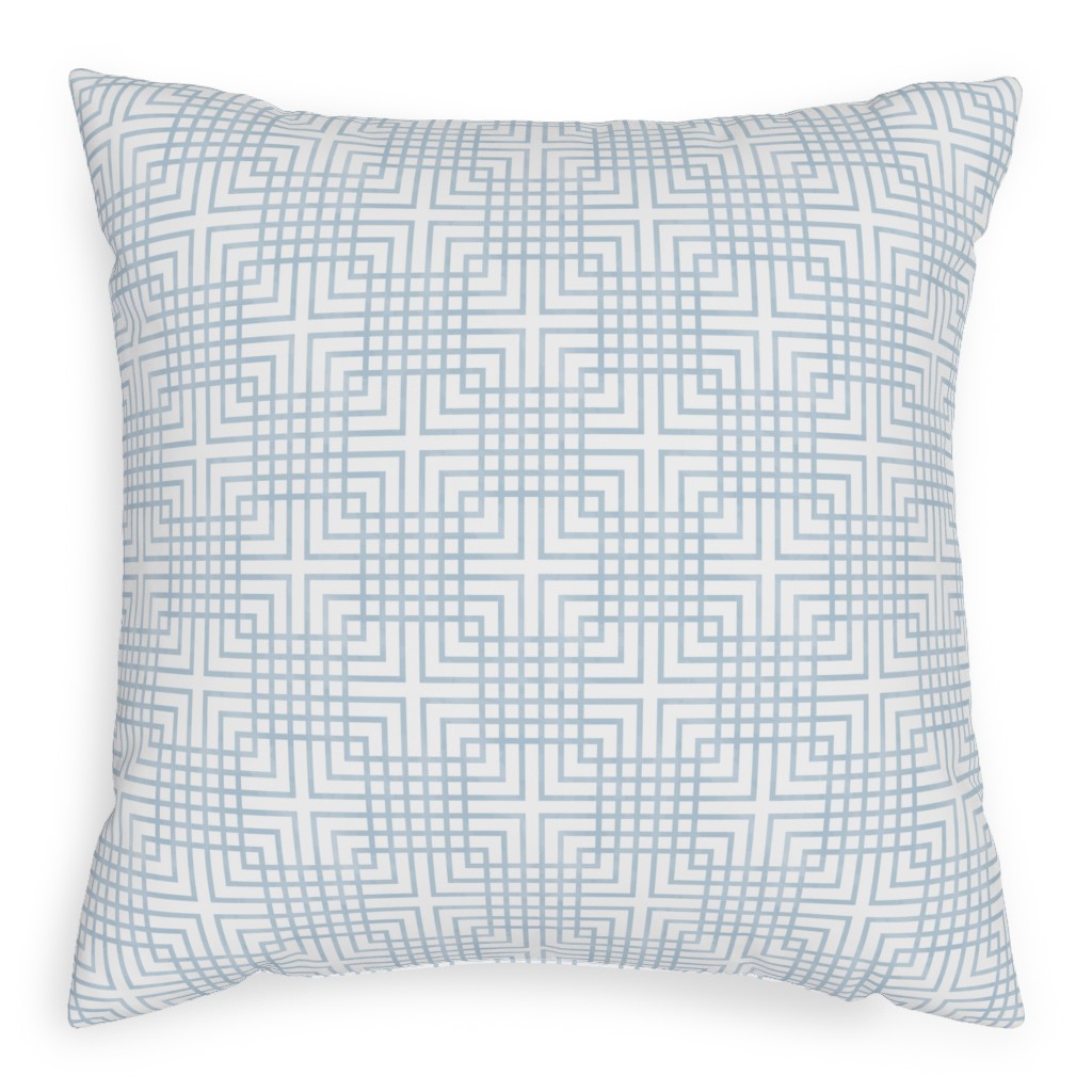 Cross Grid - Blue Pillow, Woven, White, 20x20, Double Sided, Blue