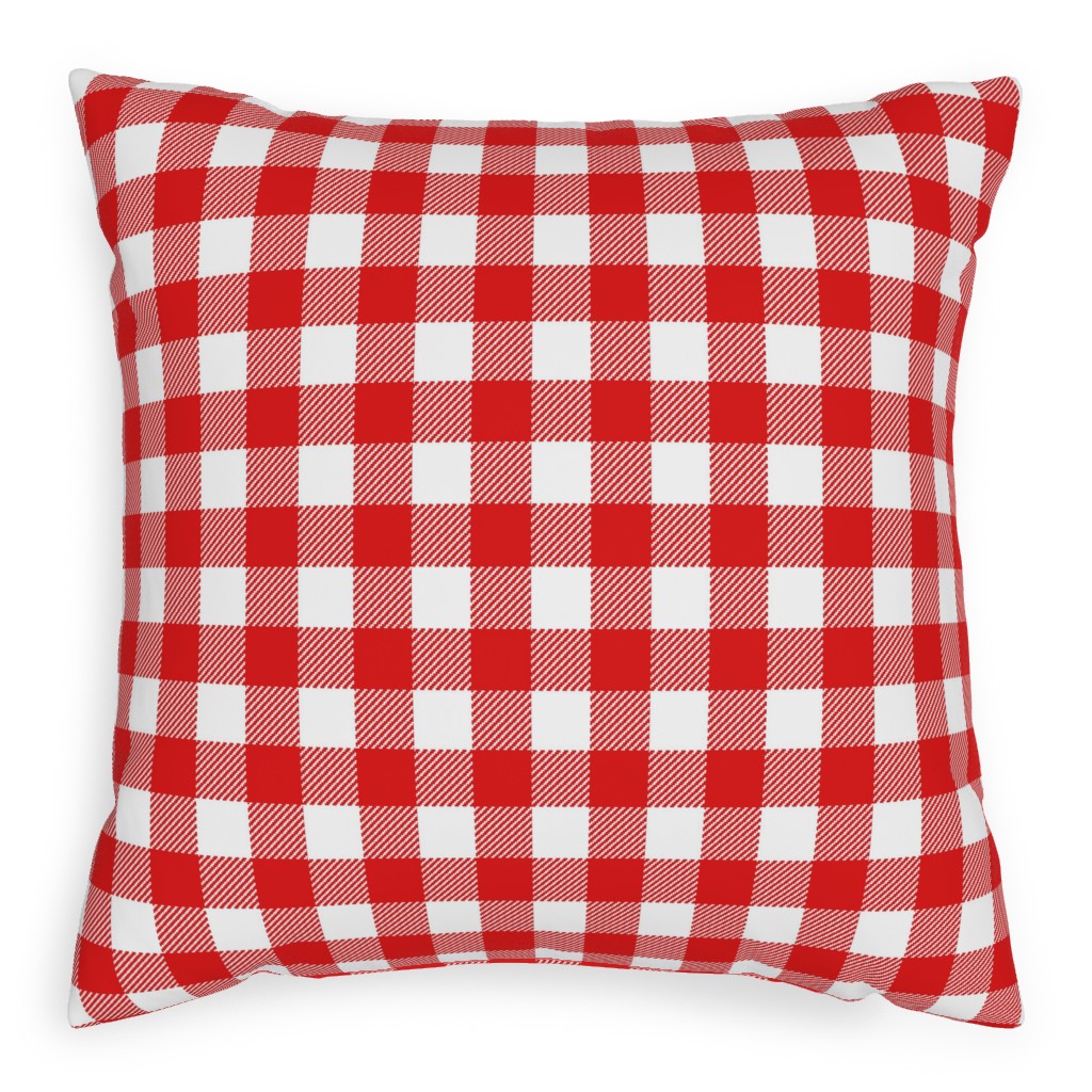 Buffalo Plaid Pillow, Woven, White, 20x20, Double Sided, Red