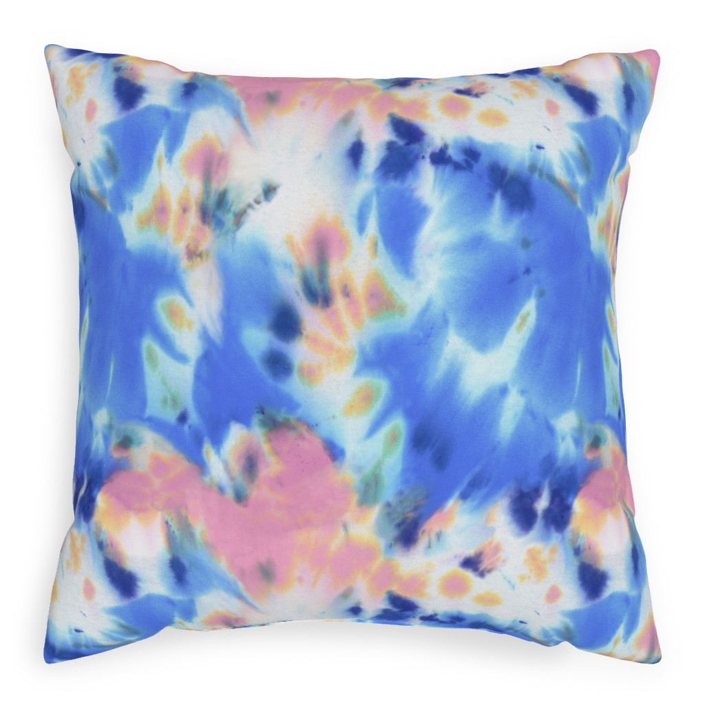 Livs Tie-Dye Pillow, Woven, White, 20x20, Double Sided, Blue, True Blue