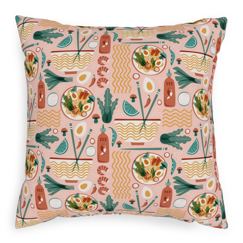 Pho Real Ramen Noodle - Multicolor Pillow, Woven, White, 20x20, Double Sided, Multicolor