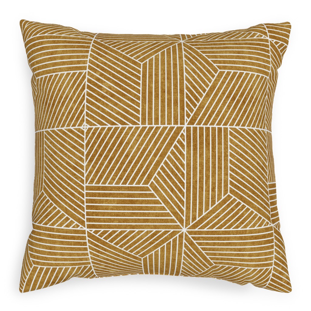 Bohemian Geometric Tiles - Mustard Pillow, Woven, White, 20x20, Double Sided, Yellow, Classic Yellow