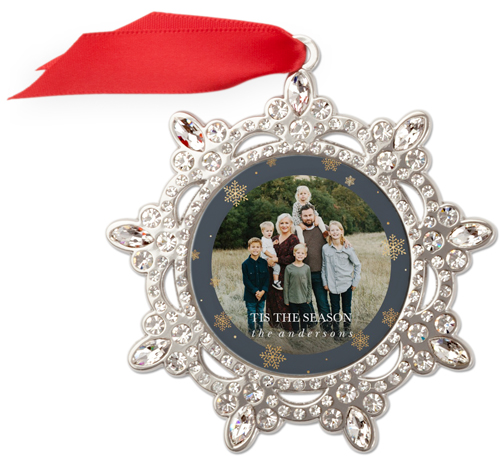 Snowflake Border Jeweled Ornament, None, Gray, Snowflake