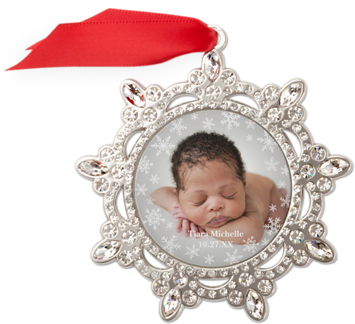 Overlay Snowflake Border Jeweled Ornament, None, White, Snowflake