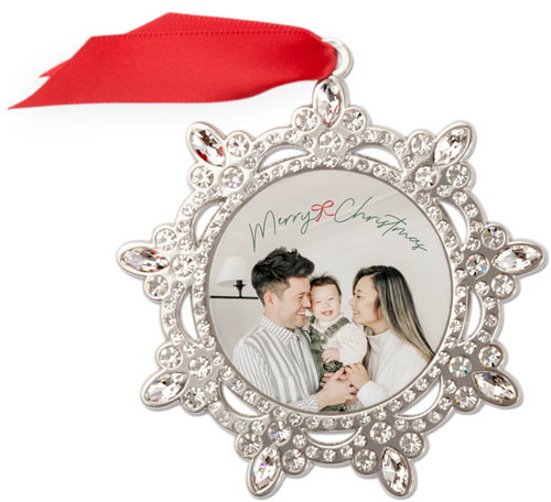 Bow Charmed Tidings Jeweled Ornament, None, Red, Snowflake, firecracker