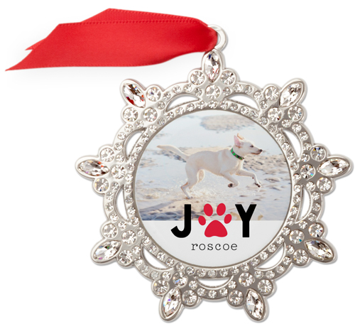 Deck the Paws Joy Jeweled Ornament, None, White, Snowflake Ornament