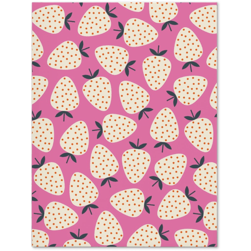 Strawberries - Cream on Pink Journal, Pink, Bright Pink