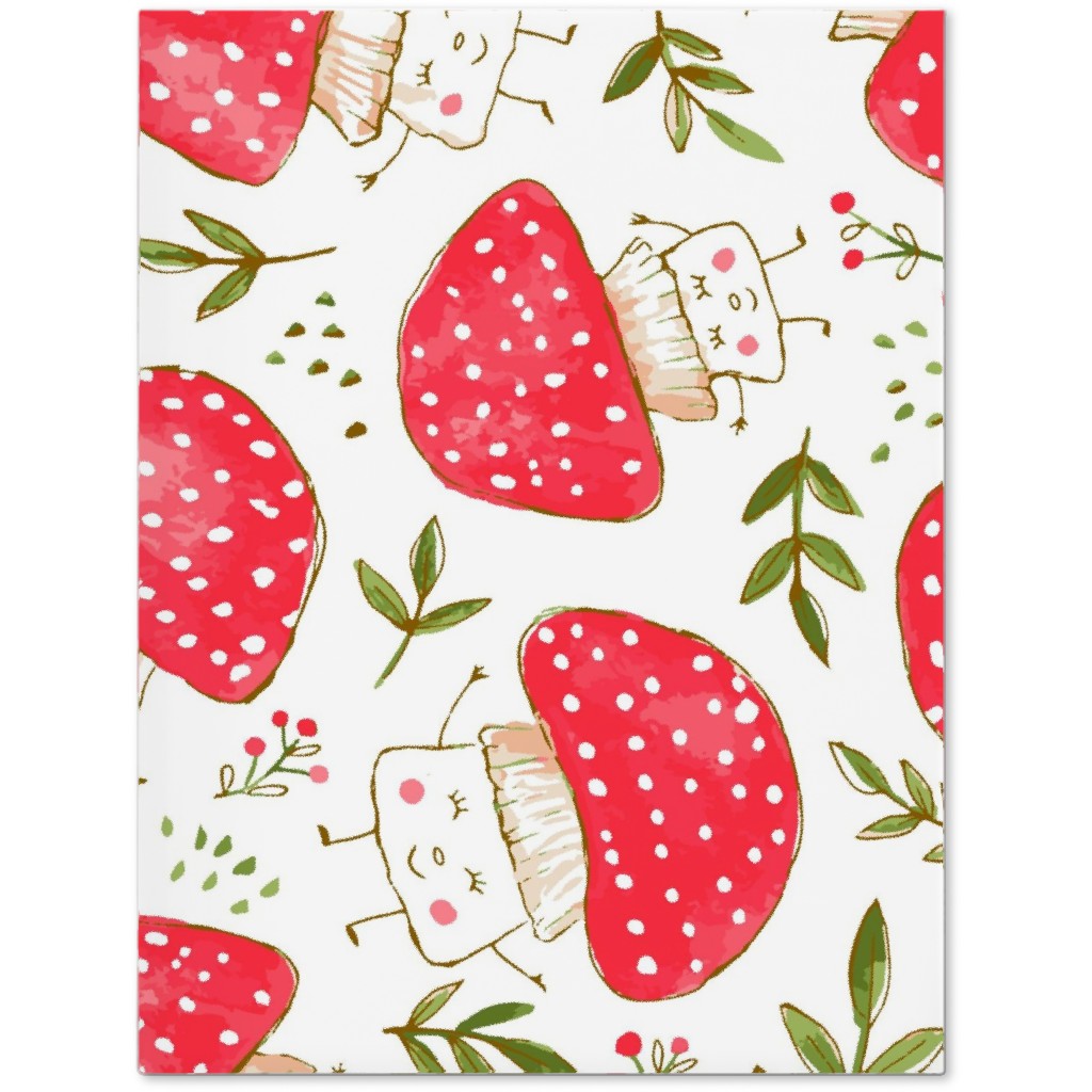 the Happiest Little Mushrooms - Red Journal, Red, Red