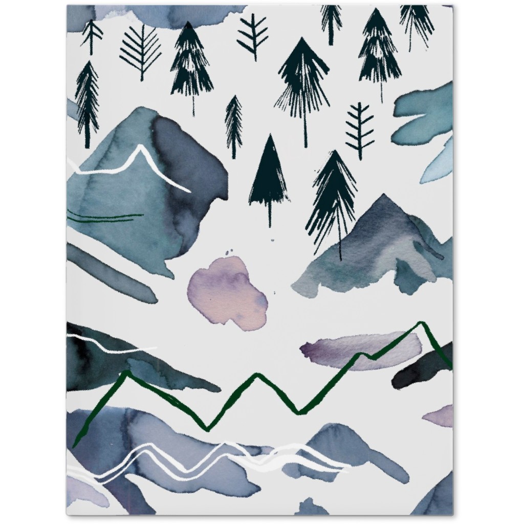 Watercolor Mountains Landscape - Blue Journal, Blue