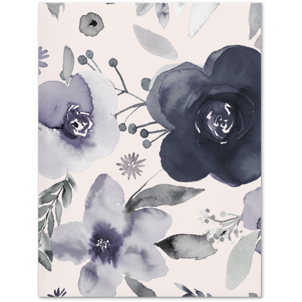 Wintery Watercolor Flower Bouquets - Navy Journal, Blue, True Blue