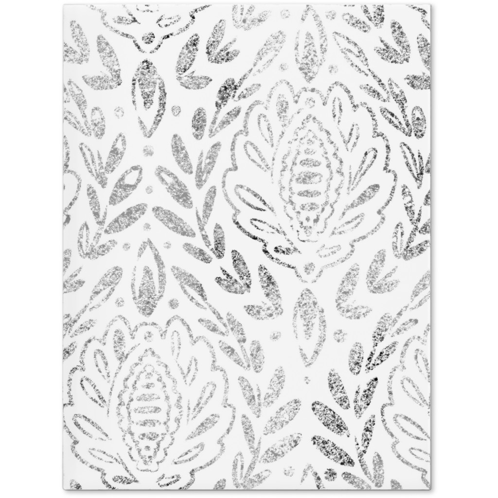 Distressed Damask Leaves - Grey Journal, Gray