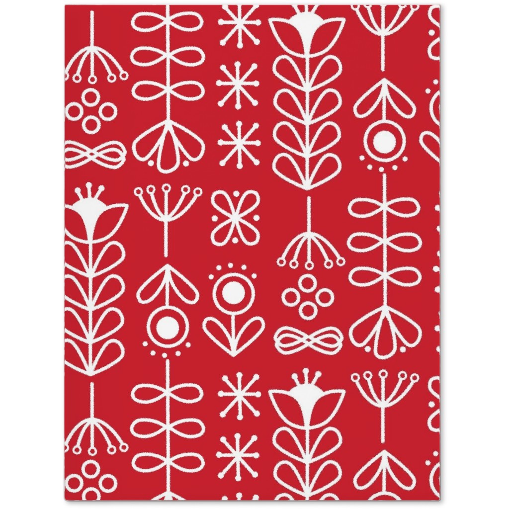 Red and White Nordic Mod Floral Journal, Red