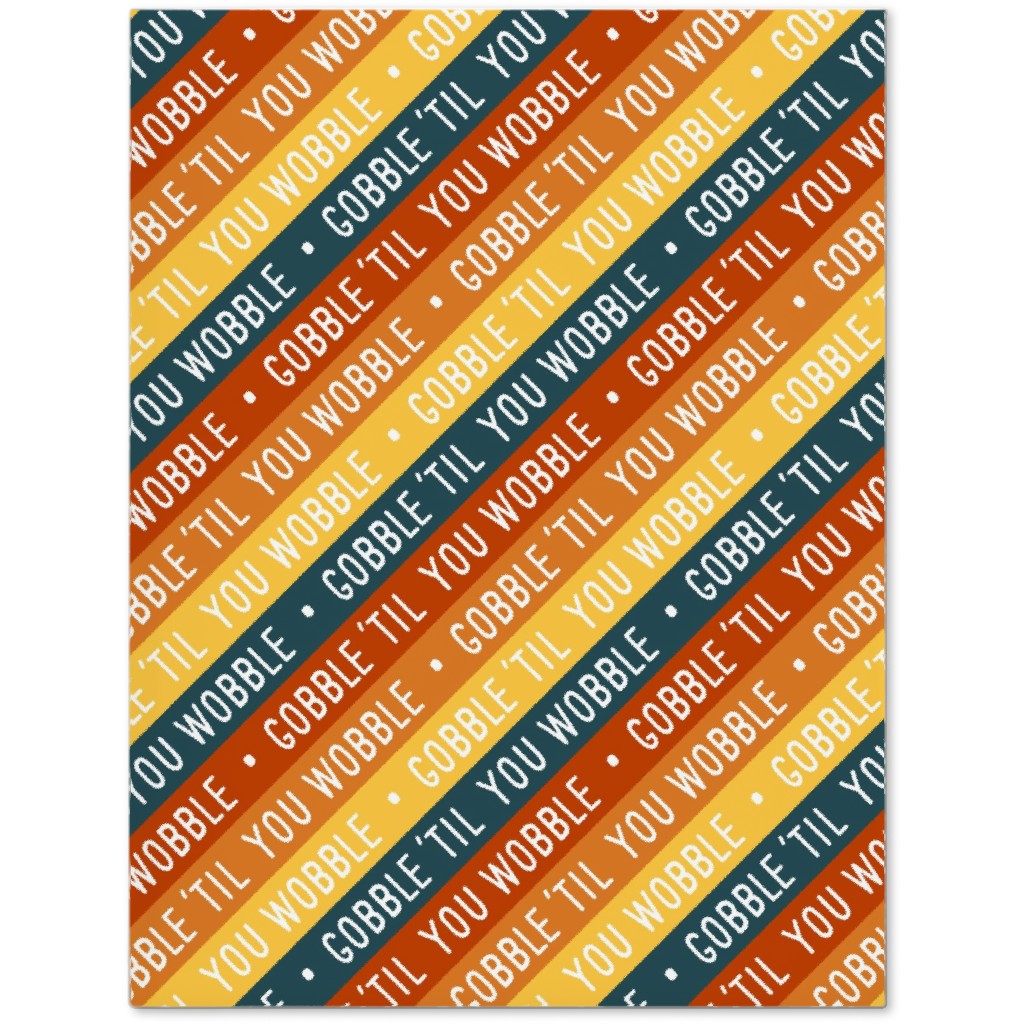 Gobble 'til You Wobble - Angled Thanksgiving Stripes - Multi W/ Teal Journal, Multicolor