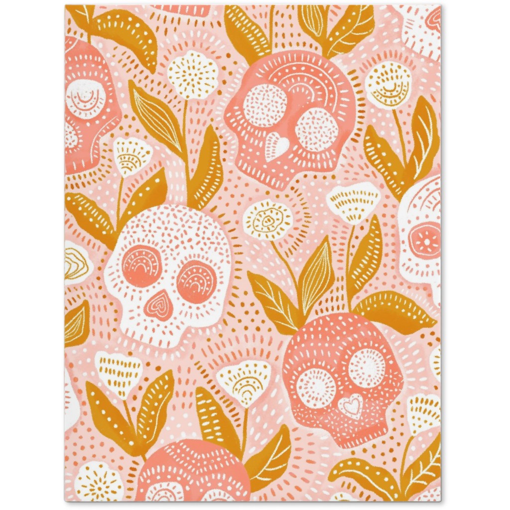 Pastel Halloween Skulls - Pink Journal, Pink, Bright Pink