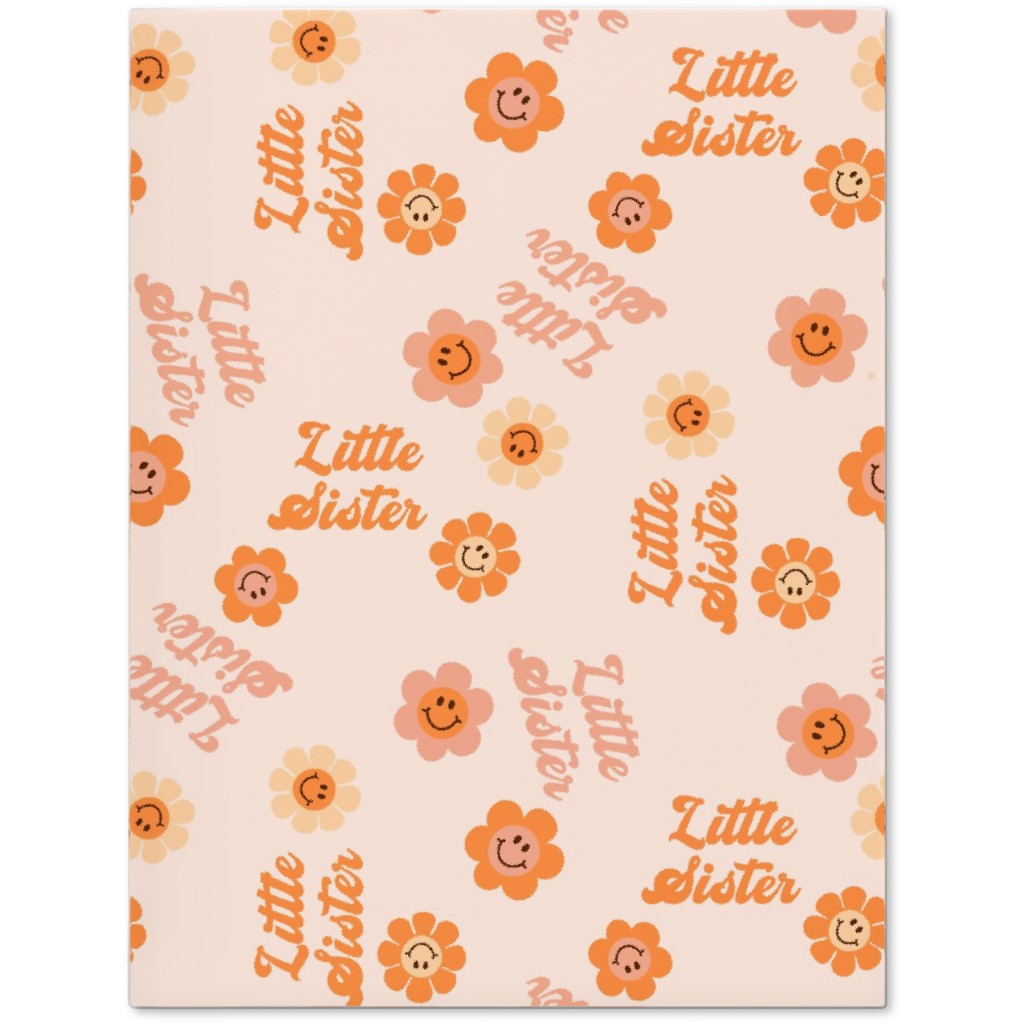 Little Sister Boho - Retro Smiley Floral Design - Muted Journal, Pink