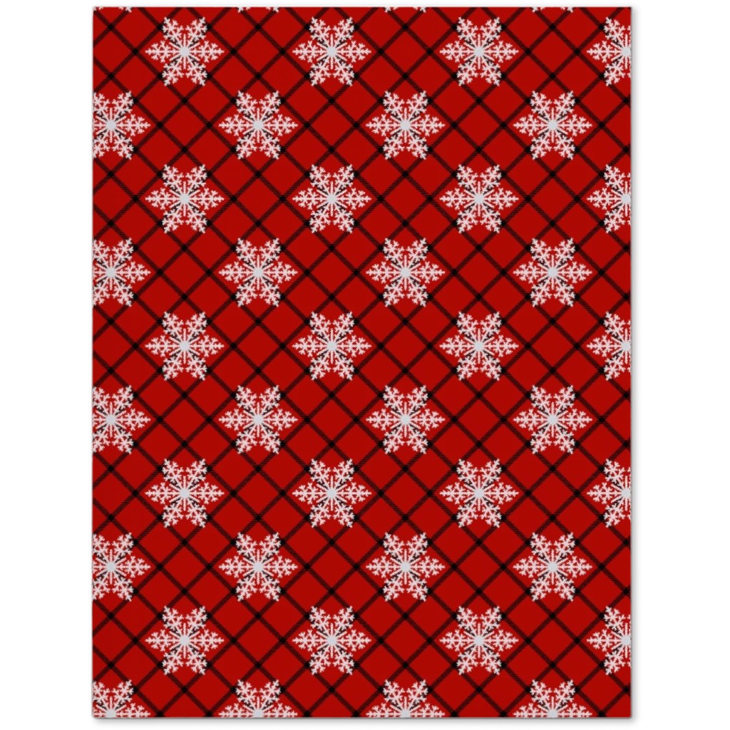 Snowy Winter Diagonal Checker Plaid - Red and Black Journal, Red, Red
