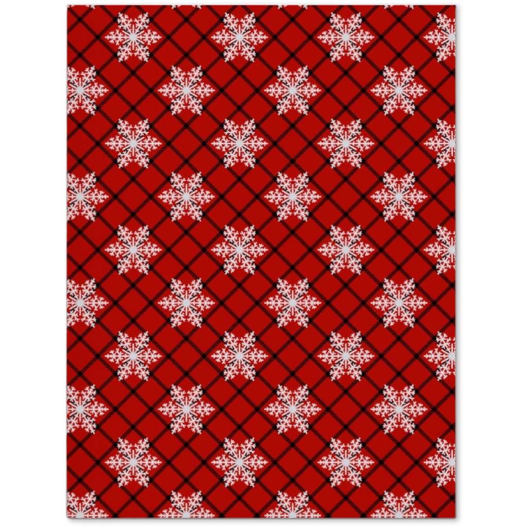 Snowy Winter Diagonal Checker Plaid - Red and Black Journal, Red