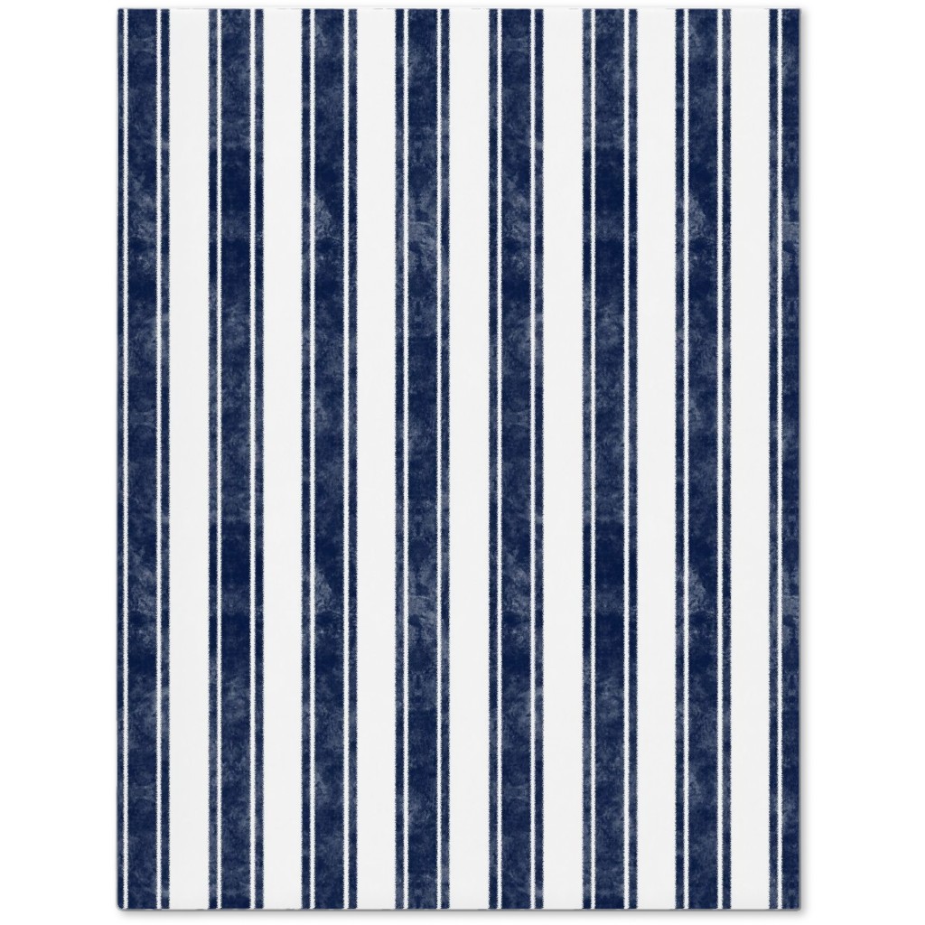 Vertical French Ticking Textured Pinstripes in Dark Midnight Navy and White Journal, Blue