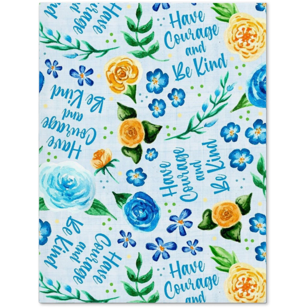 Have Courage and Be Kind - Watercolor Floral - Blue and Yellow Journal, Blue