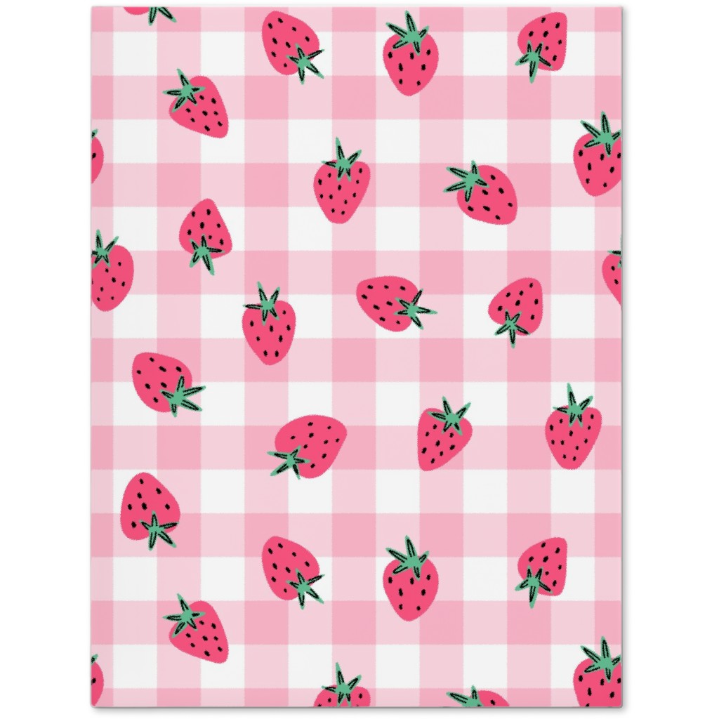 Summer Strawberry Gingham - Pink Journal, Pink, Bright Pink