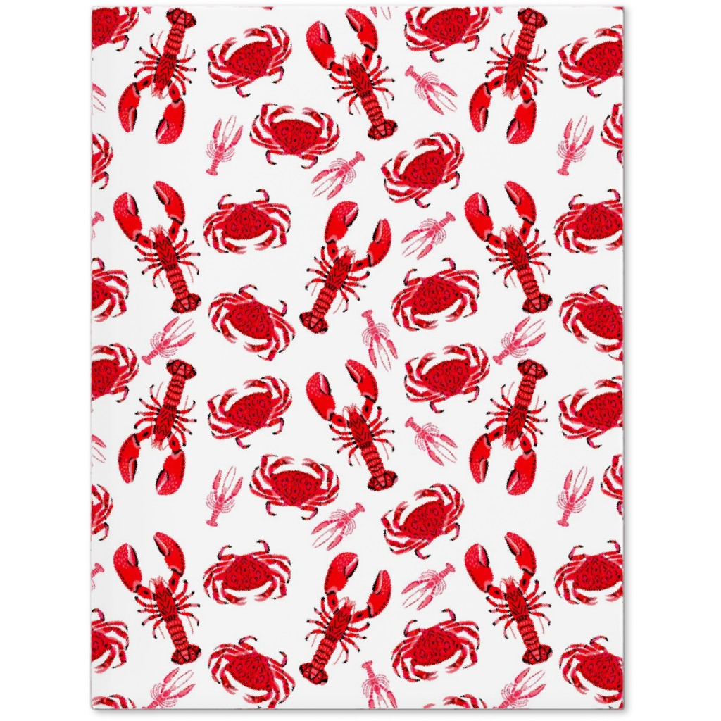 Crabs and Lobsters - Red Crustaceans on White Journal, Red