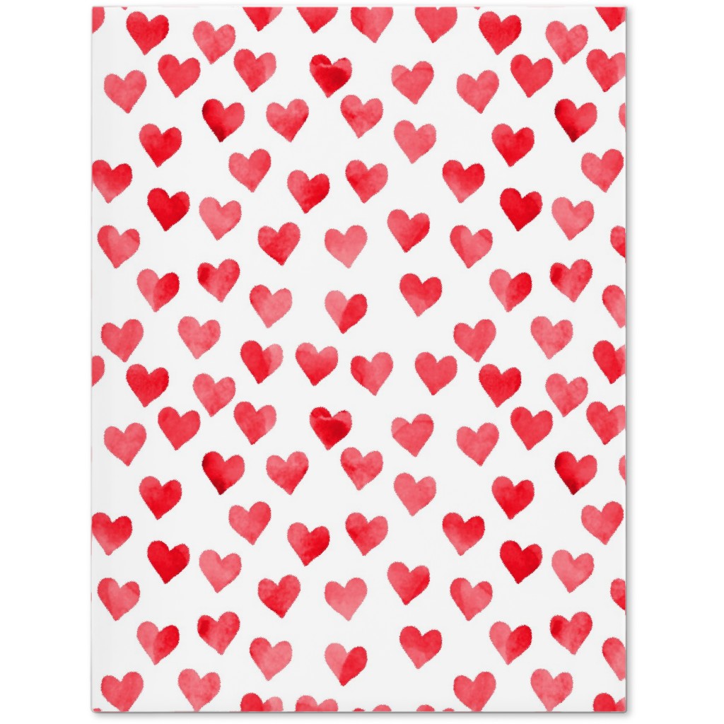 Watercolor Hearts - Red Journal, Red, Red