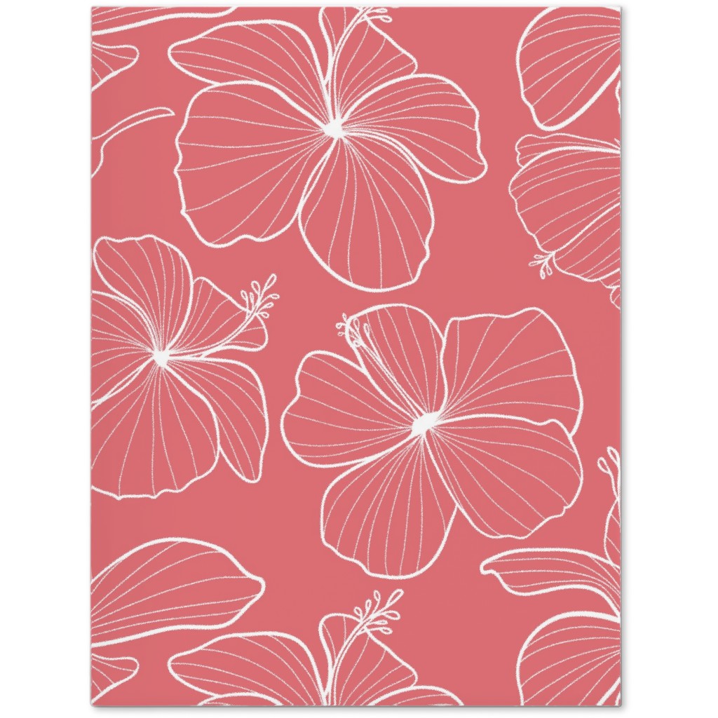 Hibiscus Line Art - Pink Journal, Pink