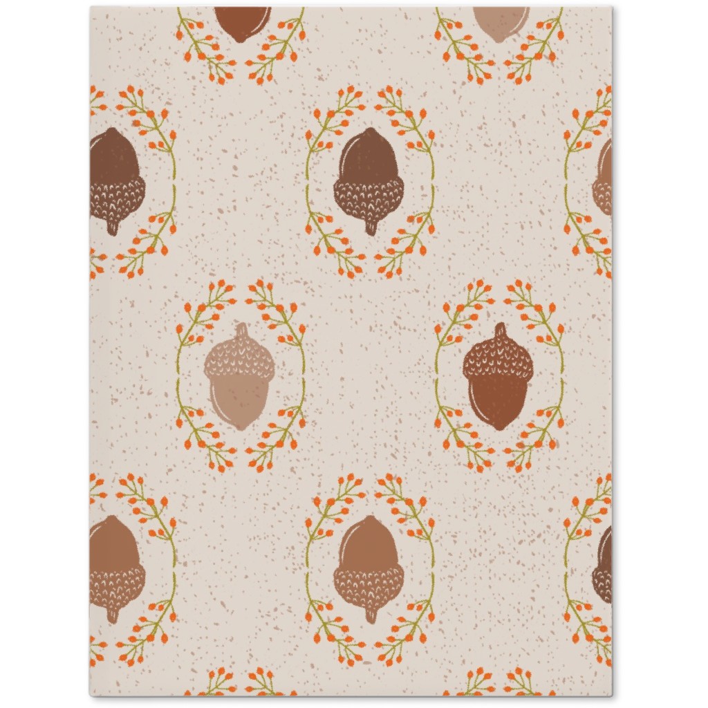 Autumn Acorn Rosehip Textured Damask Journal, Beige