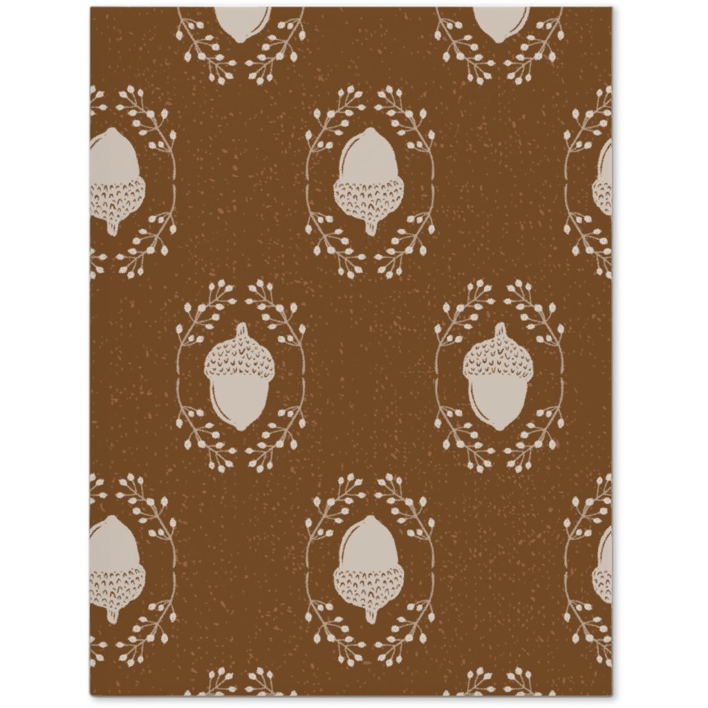 Autumn Acorn Rosehip Textured Damask Journal, Brown