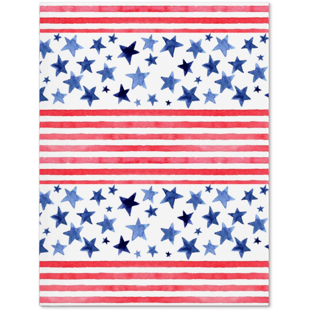 Watercolor Stars and Stripes - Red White and Blue Journal, Red