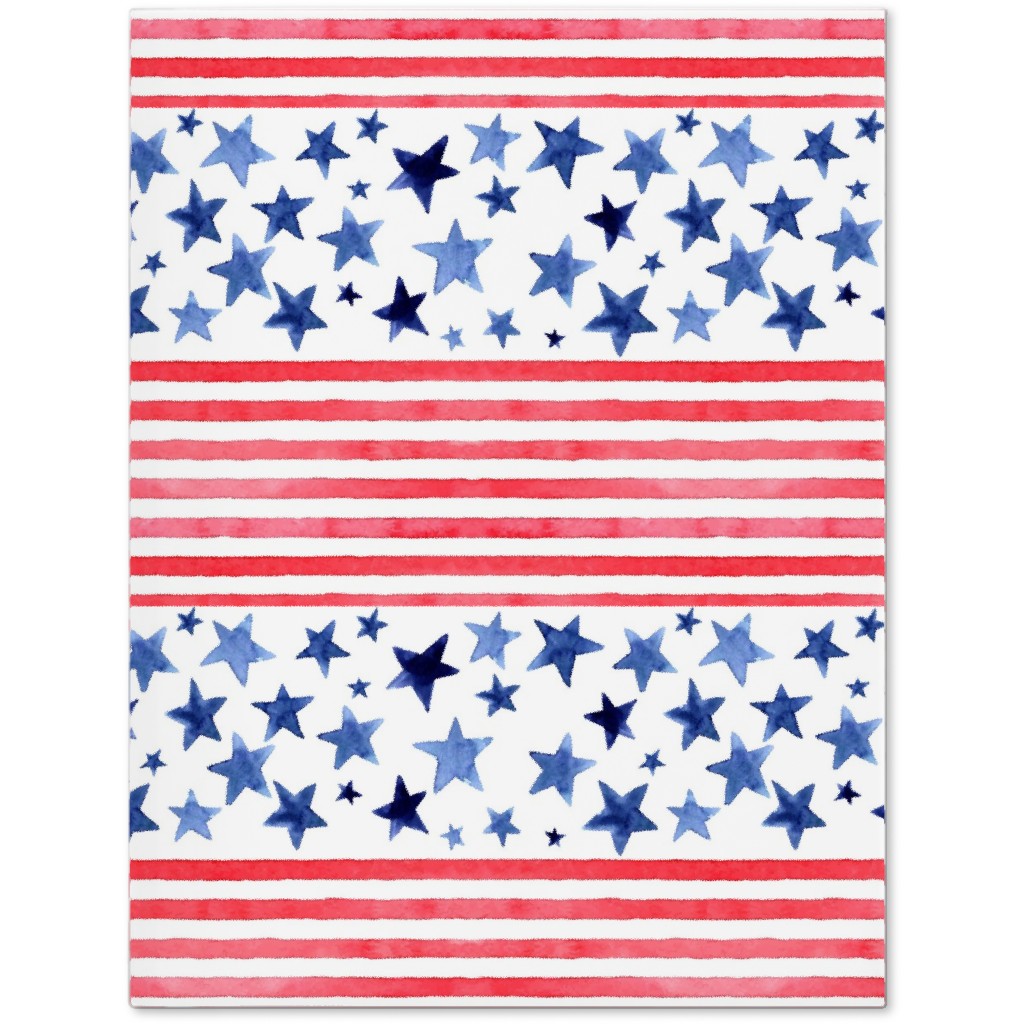 Watercolor Stars and Stripes - Red White and Blue Journal, Red, Red