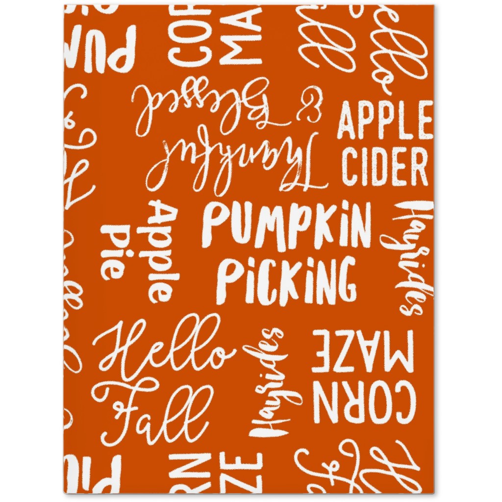 Favorite Things of Fall - Fall Words on Cider Journal, Orange