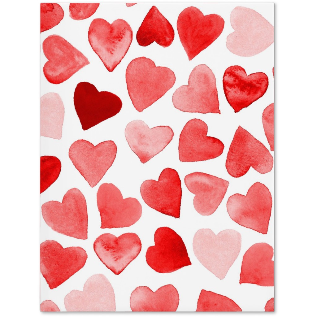 Red Hearts Watercolor - Red Journal, Red