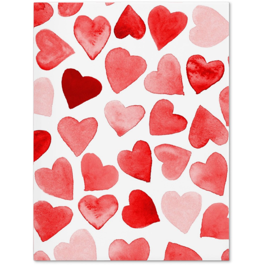 Red Hearts Watercolor - Red Journal, Red, Red