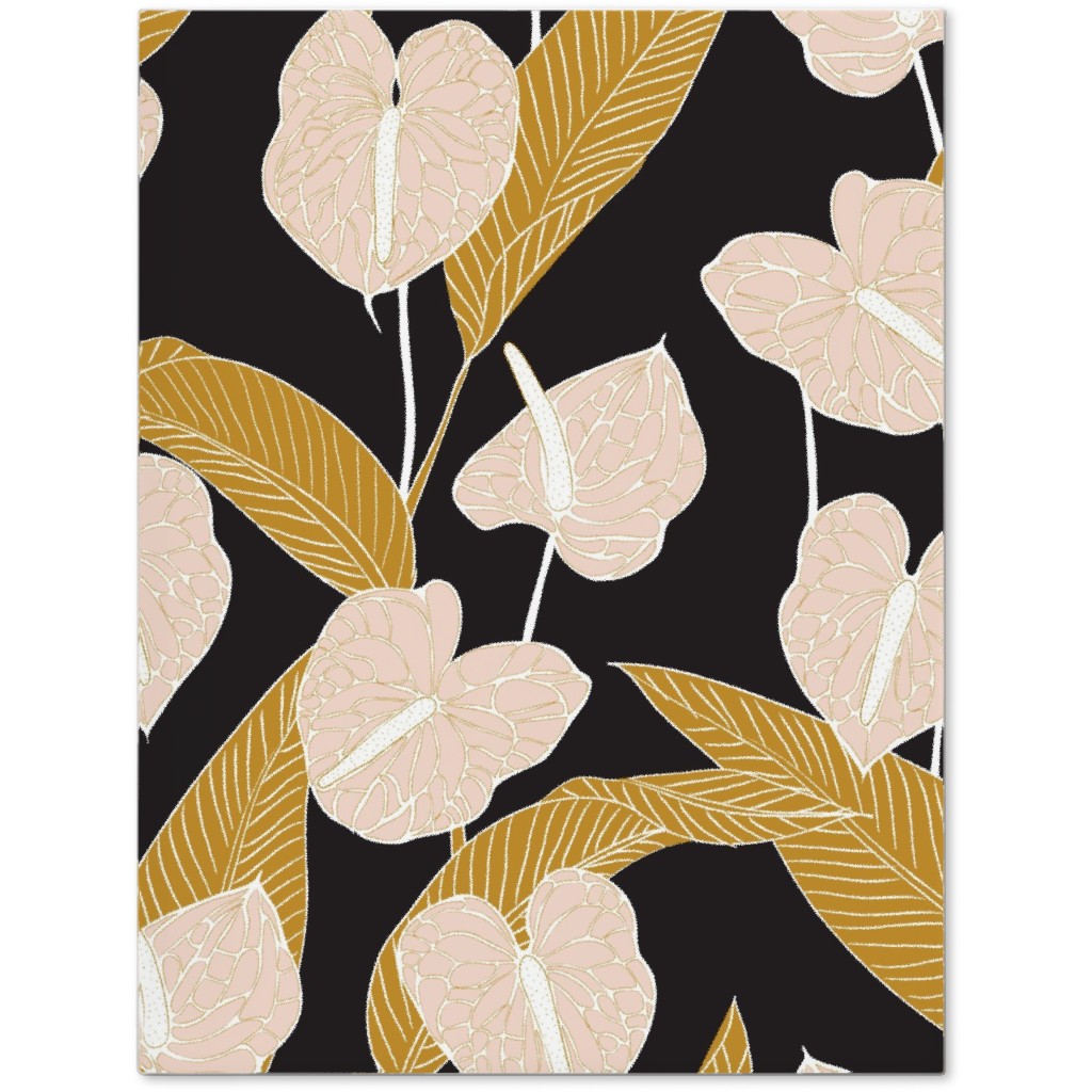 Art Nouveau Anthuriums - Black Mustard and Pale Peach Journal, Multicolor