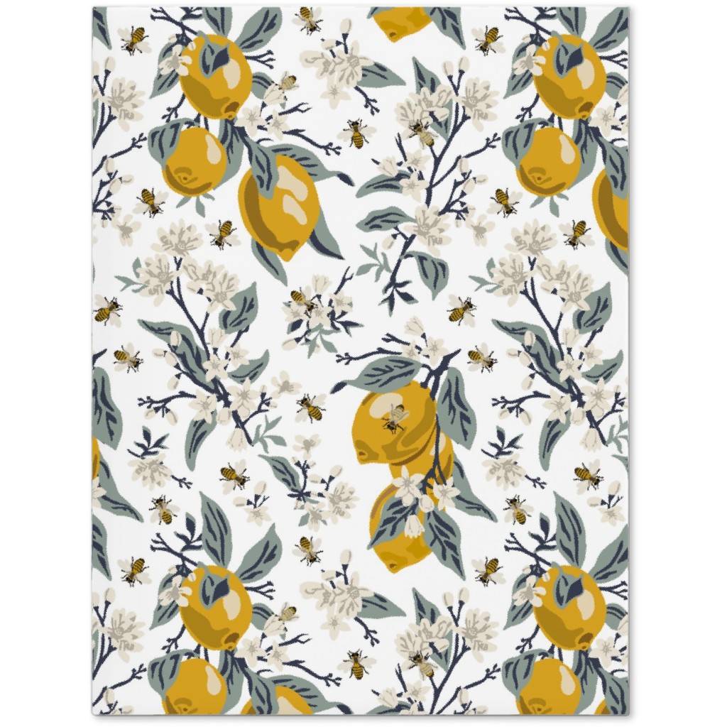 Bees & Lemons - White Journal, Yellow, Classic Yellow