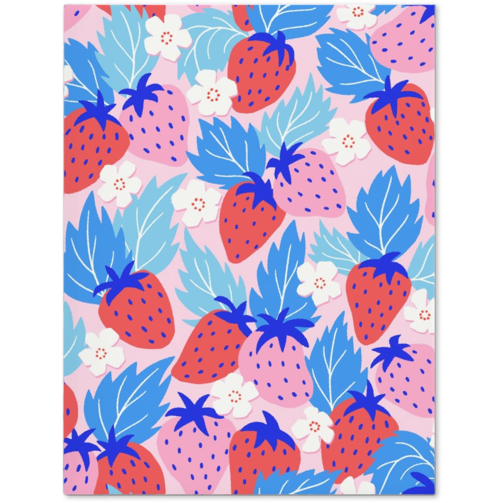 Papercut Strawberries - Blue and Pink Journal, Multicolor